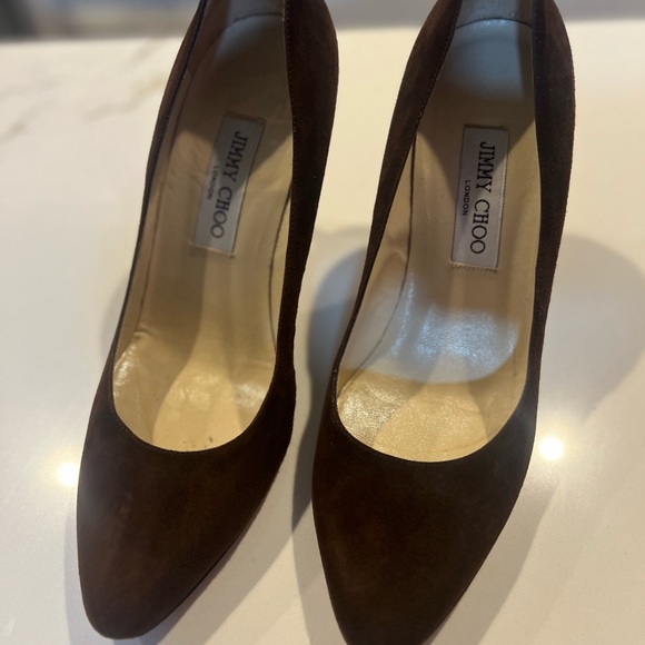 Jimmy Choo Classic Pump 85 40 1/2 Chocolate Suede - Picture 3 of 9